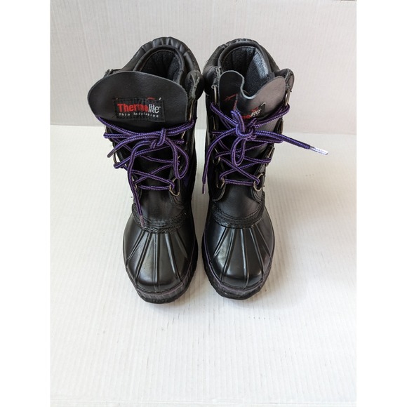 Panda Thermolite Insulated Winter Boots YouSz 6 Black Purple - Picture 7 of 10